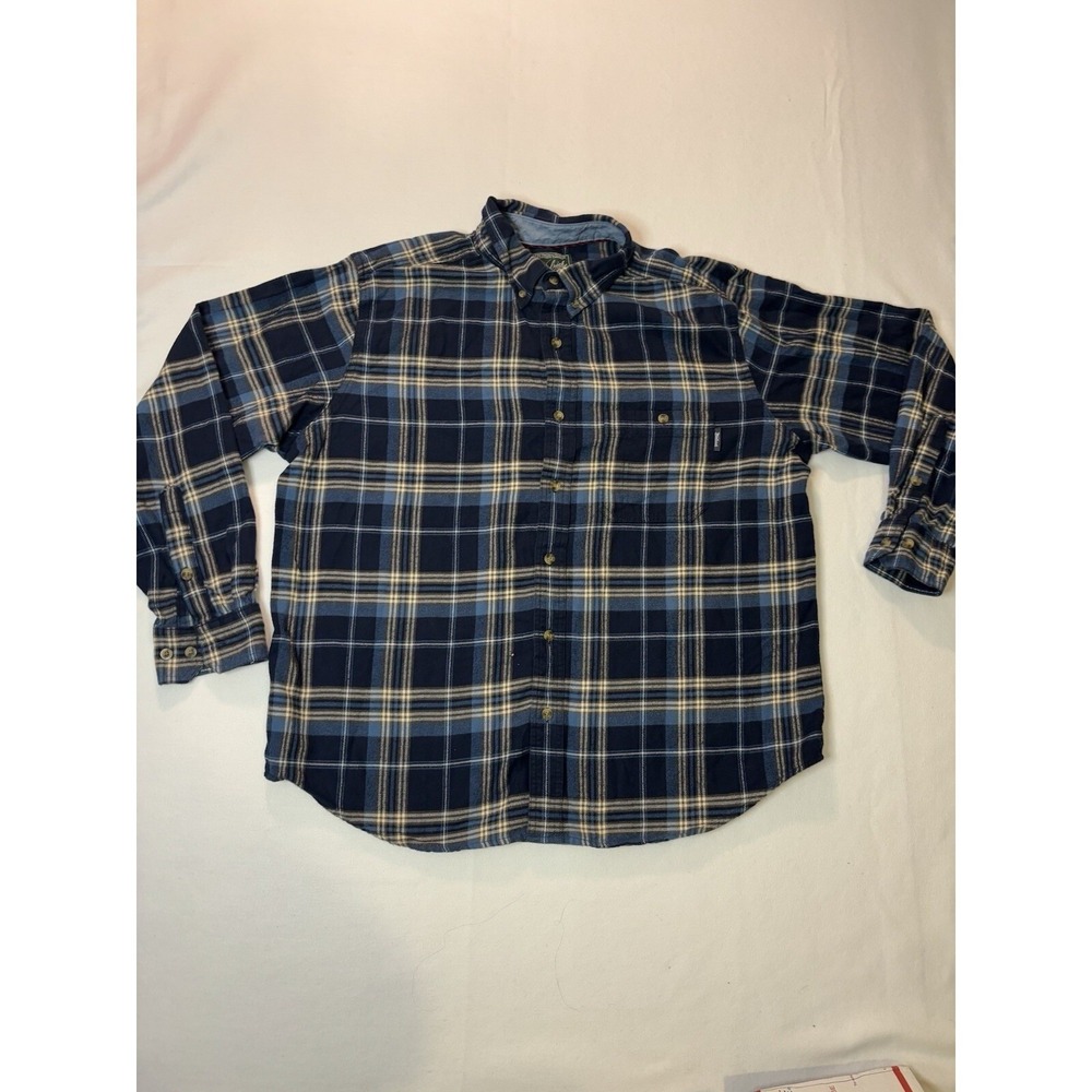 Woolrich Flannel Shirt Mens XL Blue Plaid Excellent Button Down Long Sleeve‎